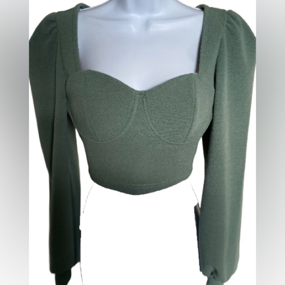 🔥4/$20 Dark Mint Green Crop Corset Blouse